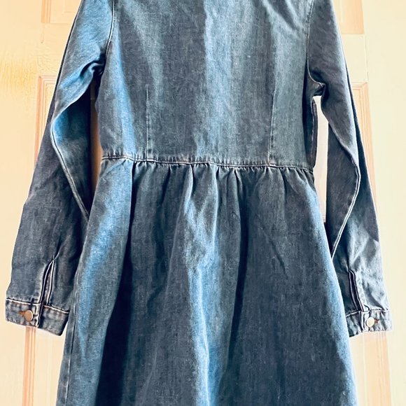 Nasty Gal Button Front Long Sleeve Denim Dress UK 10 US 6 Small Blue Western - Picture 3 of 8